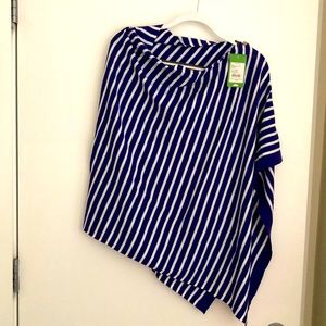 NWT Lilly Pulitzer poncho-OS- royal blue/white stripe 100% cotton w/gold buttons
